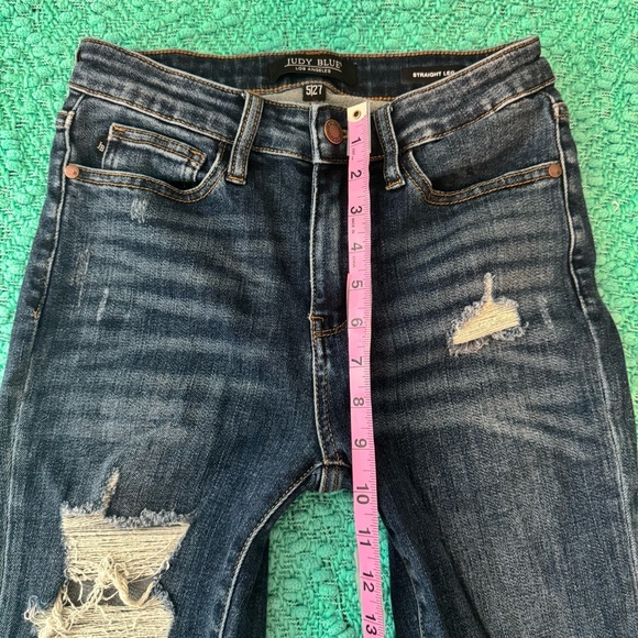 Judy Blue Women's 5/27 Straight Leg Blue Denim Jeans Stretch - Picture 2 of 3